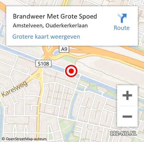 Locatie op kaart van de 112 melding: Brandweer Met Grote Spoed Naar Amstelveen, Ouderkerkerlaan op 24 oktober 2017 09:06