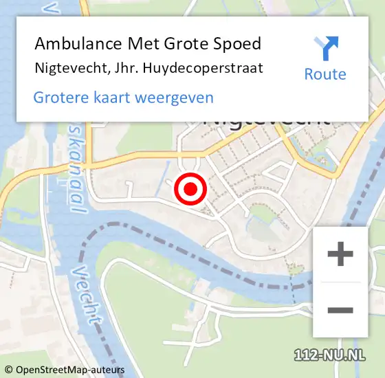 Locatie op kaart van de 112 melding: Ambulance Met Grote Spoed Naar Nigtevecht, Jhr. Huydecoperstraat op 24 oktober 2017 09:09