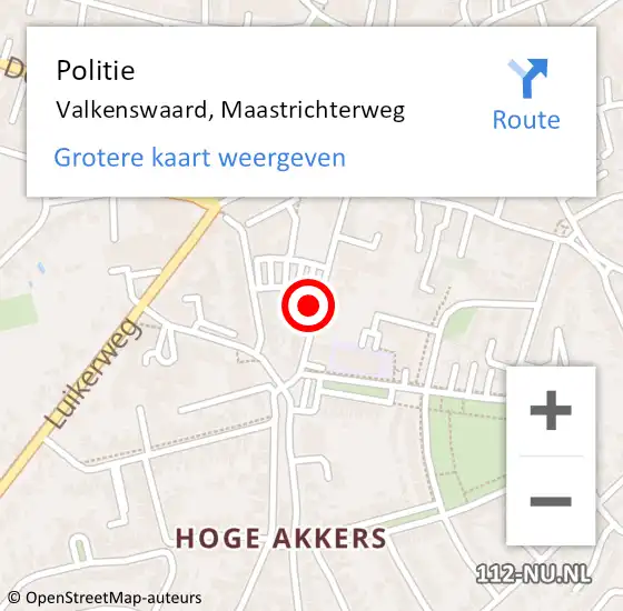 Locatie op kaart van de 112 melding: Politie Valkenswaard, Maastrichterweg op 24 oktober 2017 09:14