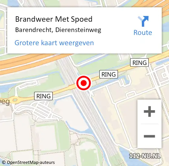 Locatie op kaart van de 112 melding: Brandweer Met Spoed Naar Barendrecht, Dierensteinweg op 24 oktober 2017 09:17