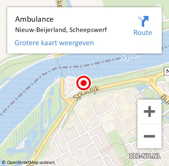 Locatie op kaart van de 112 melding: Ambulance Nieuw-Beijerland, Scheepswerf op 24 oktober 2017 09:20