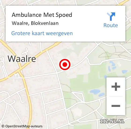 Locatie op kaart van de 112 melding: Ambulance Met Spoed Naar Waalre, Blokvenlaan op 24 oktober 2017 09:22