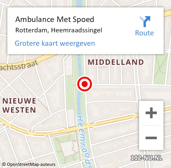 Locatie op kaart van de 112 melding: Ambulance Met Spoed Naar Rotterdam, Heemraadssingel op 24 oktober 2017 09:24