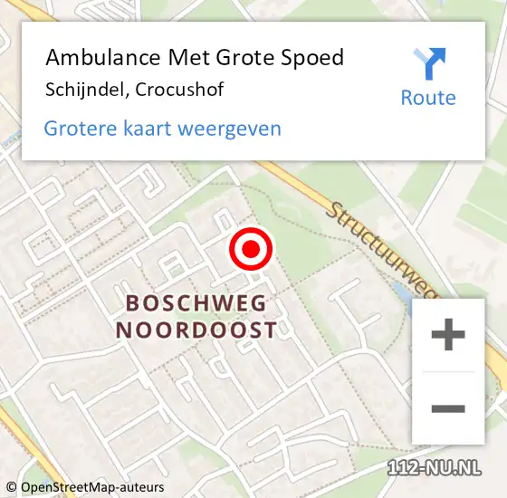 Locatie op kaart van de 112 melding: Ambulance Met Grote Spoed Naar Schijndel, Crocushof op 24 oktober 2017 09:24