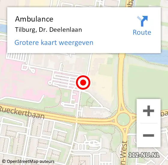 Locatie op kaart van de 112 melding: Ambulance Tilburg, Dr. Deelenlaan op 24 oktober 2017 09:25