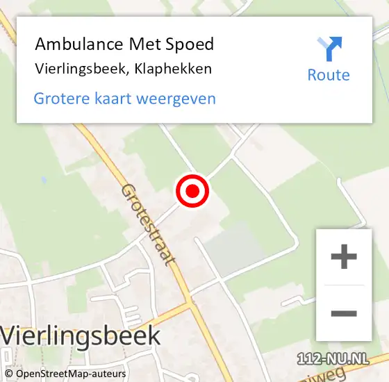 Locatie op kaart van de 112 melding: Ambulance Met Spoed Naar Vierlingsbeek, Klaphekken op 24 oktober 2017 09:59