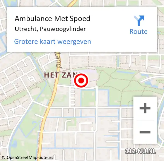 Locatie op kaart van de 112 melding: Ambulance Met Spoed Naar Utrecht, Pauwoogvlinder op 24 oktober 2017 10:30