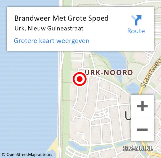 Locatie op kaart van de 112 melding: Brandweer Met Grote Spoed Naar Urk, Nieuw Guineastraat op 24 oktober 2017 10:36