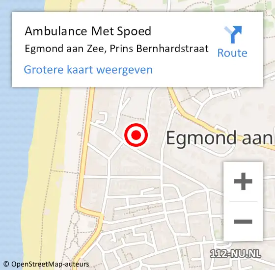 Locatie op kaart van de 112 melding: Ambulance Met Spoed Naar Egmond aan Zee, Prins Bernhardstraat op 24 oktober 2017 10:58