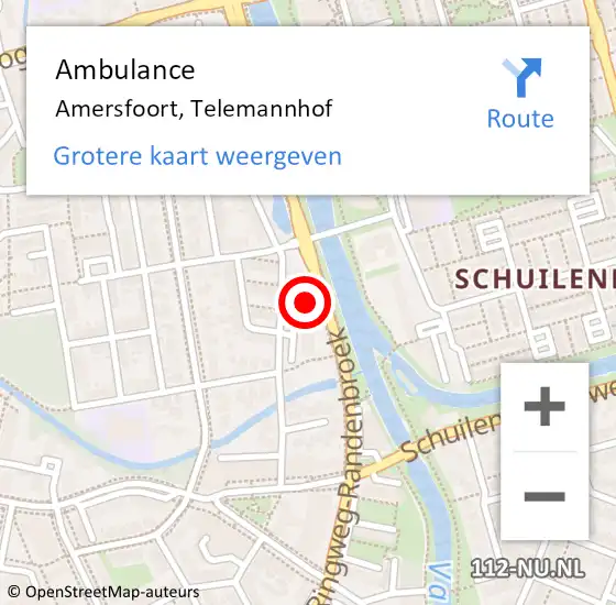 Locatie op kaart van de 112 melding: Ambulance Amersfoort, Telemannhof op 24 oktober 2017 12:08