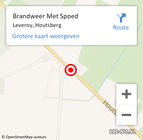 Locatie op kaart van de 112 melding: Brandweer Met Spoed Naar Leveroy, Houtsberg op 24 oktober 2017 12:48