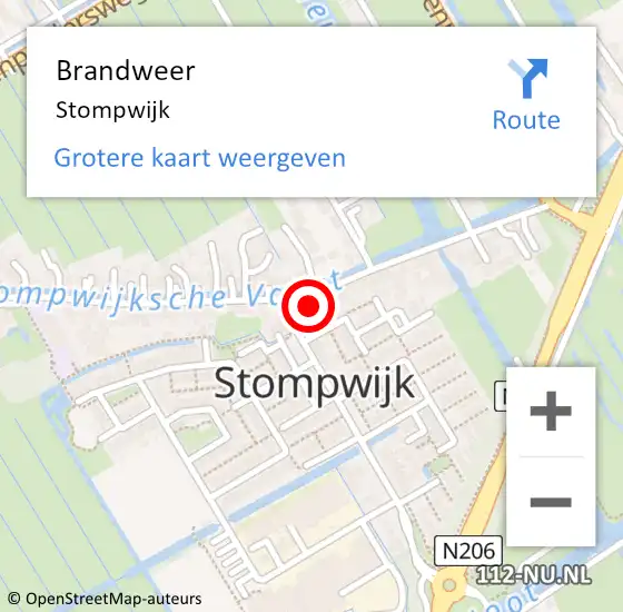 Locatie op kaart van de 112 melding: Brandweer Stompwijk op 24 oktober 2017 12:53