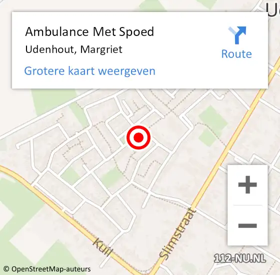 Locatie op kaart van de 112 melding: Ambulance Met Spoed Naar Udenhout, Margriet op 24 oktober 2017 13:01