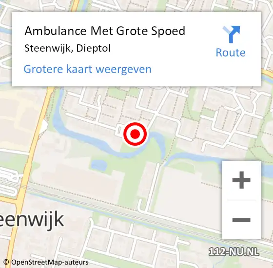 Locatie op kaart van de 112 melding: Ambulance Met Grote Spoed Naar Steenwijk, Dieptol op 5 februari 2014 07:43