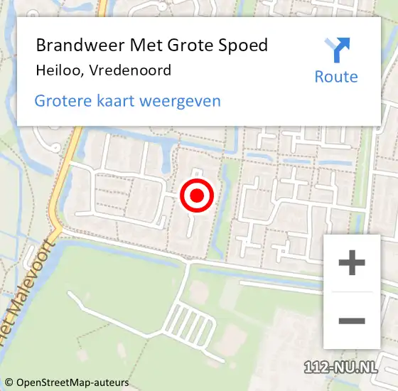 Locatie op kaart van de 112 melding: Brandweer Met Grote Spoed Naar Heiloo, Vredenoord op 24 oktober 2017 13:54