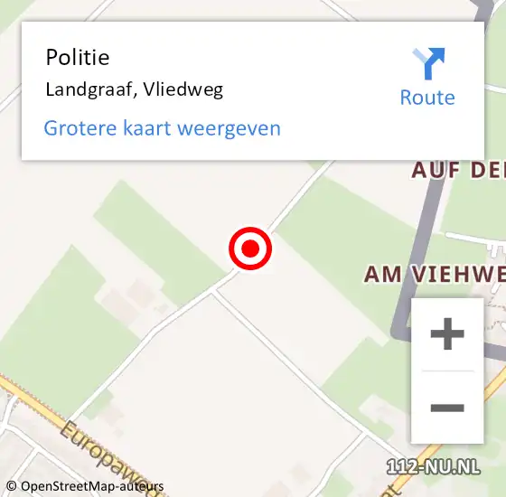 Locatie op kaart van de 112 melding: Politie Landgraaf, Vliedweg op 24 oktober 2017 14:24