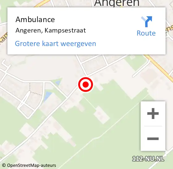 Locatie op kaart van de 112 melding: Ambulance Angeren, Kampsestraat op 24 oktober 2017 15:08