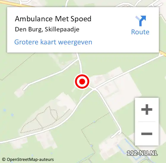 Locatie op kaart van de 112 melding: Ambulance Met Spoed Naar Den Burg, Skillepaadje op 24 oktober 2017 15:15