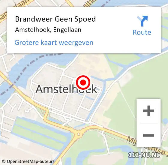 Locatie op kaart van de 112 melding: Brandweer Geen Spoed Naar Amstelhoek, Engellaan op 24 oktober 2017 15:26