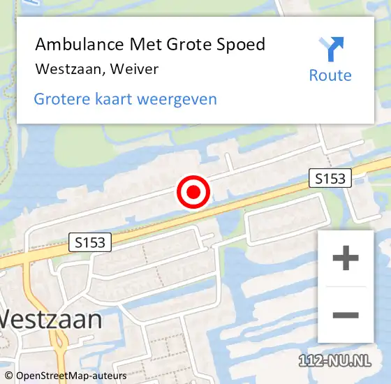 Locatie op kaart van de 112 melding: Ambulance Met Grote Spoed Naar Westzaan, Weiver op 24 oktober 2017 15:46