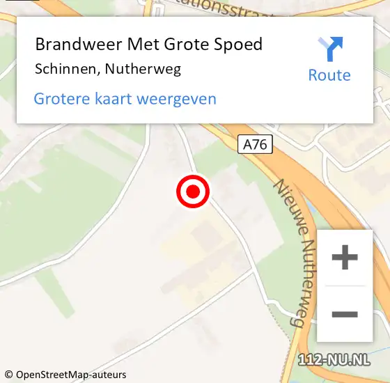 Locatie op kaart van de 112 melding: Brandweer Met Grote Spoed Naar Schinnen, Nutherweg op 24 oktober 2017 16:11