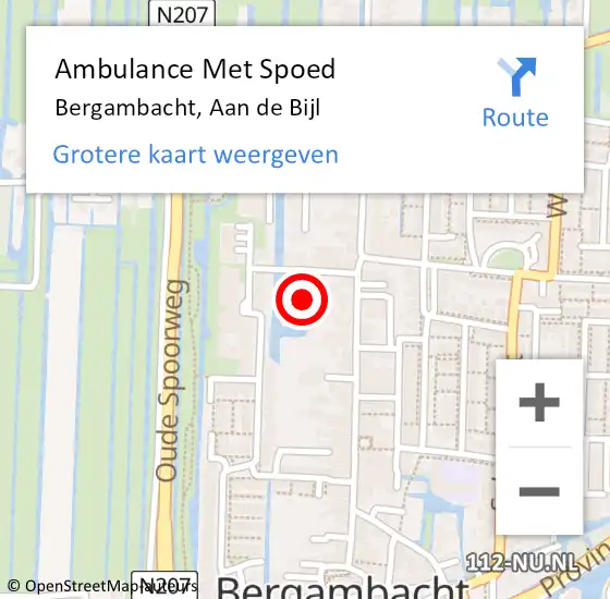 Locatie op kaart van de 112 melding: Ambulance Met Spoed Naar Bergambacht, Aan de Bijl op 24 oktober 2017 16:53