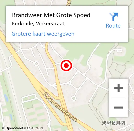 Locatie op kaart van de 112 melding: Brandweer Met Grote Spoed Naar Kerkrade, Vinkerstraat op 24 oktober 2017 17:06