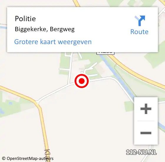 Locatie op kaart van de 112 melding: Politie Biggekerke, Bergweg op 24 oktober 2017 17:44