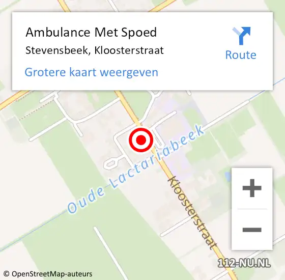 Locatie op kaart van de 112 melding: Ambulance Met Spoed Naar Stevensbeek, Kloosterstraat op 24 oktober 2017 18:03