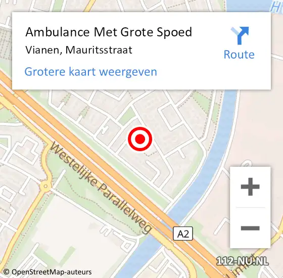 Locatie op kaart van de 112 melding: Ambulance Met Grote Spoed Naar Vianen, Mauritsstraat op 24 oktober 2017 18:11