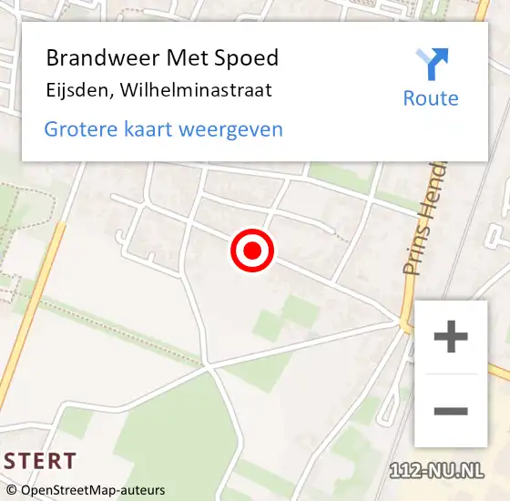 Locatie op kaart van de 112 melding: Brandweer Met Spoed Naar Eijsden, Wilhelminastraat op 24 oktober 2017 18:15