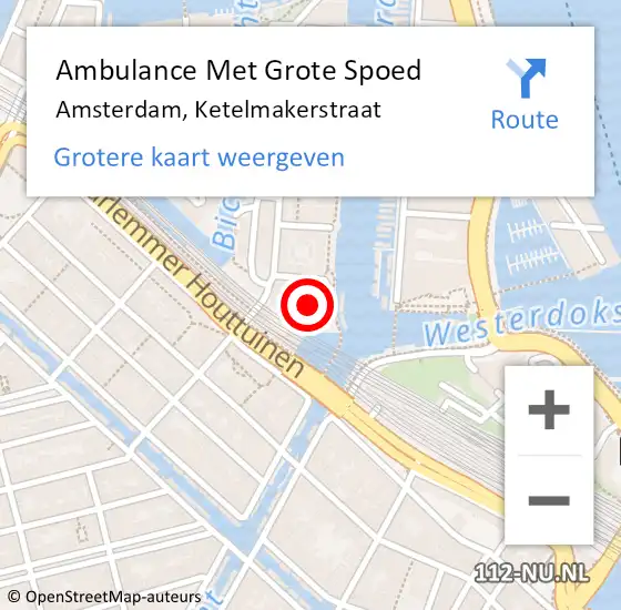 Locatie op kaart van de 112 melding: Ambulance Met Grote Spoed Naar Amsterdam, Ketelmakerstraat op 24 oktober 2017 18:28