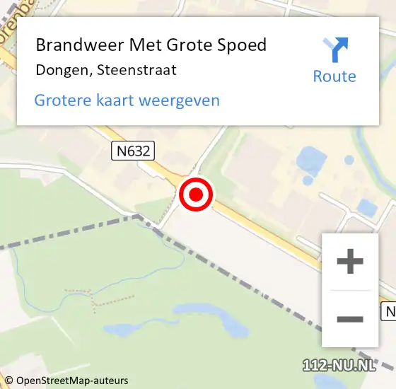 Locatie op kaart van de 112 melding: Brandweer Met Grote Spoed Naar Dongen, Steenstraat op 24 oktober 2017 18:33