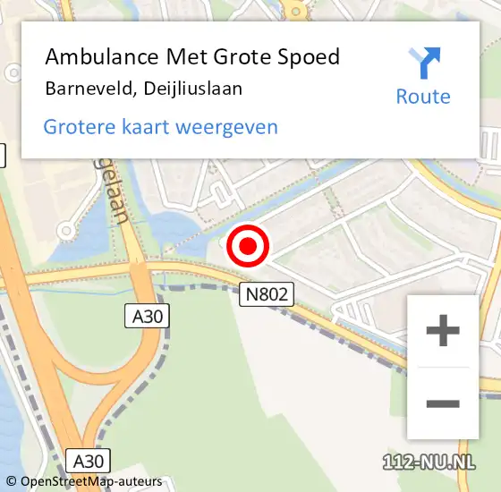 Locatie op kaart van de 112 melding: Ambulance Met Grote Spoed Naar Barneveld, Deijliuslaan op 24 oktober 2017 18:36