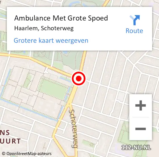 Locatie op kaart van de 112 melding: Ambulance Met Grote Spoed Naar Haarlem, Schoterweg op 24 oktober 2017 19:17