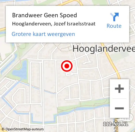Locatie op kaart van de 112 melding: Brandweer Geen Spoed Naar Hooglanderveen, Jozef Israelsstraat op 24 oktober 2017 19:26