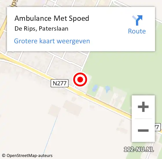 Locatie op kaart van de 112 melding: Ambulance Met Spoed Naar De Rips, Paterslaan op 24 oktober 2017 19:49