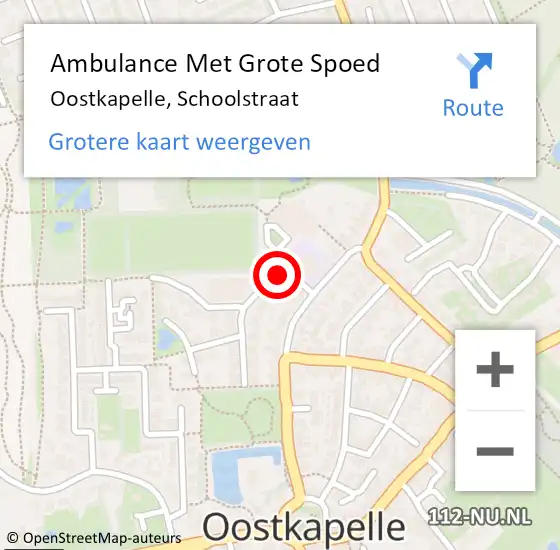 Locatie op kaart van de 112 melding: Ambulance Met Grote Spoed Naar Oostkapelle, Schoolstraat op 24 oktober 2017 20:01