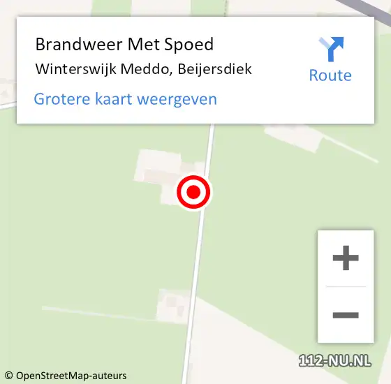 Locatie op kaart van de 112 melding: Brandweer Met Spoed Naar Winterswijk Meddo, Beijersdiek op 24 oktober 2017 22:45