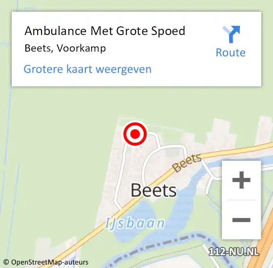 Locatie op kaart van de 112 melding: Ambulance Met Grote Spoed Naar Beets, Voorkamp op 24 oktober 2017 22:58