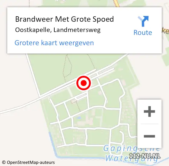 Locatie op kaart van de 112 melding: Brandweer Met Grote Spoed Naar Oostkapelle, Landmetersweg op 24 oktober 2017 23:26