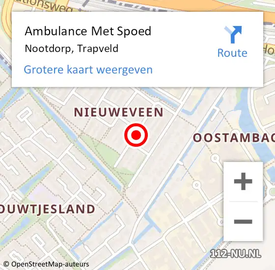 Locatie op kaart van de 112 melding: Ambulance Met Spoed Naar Nootdorp, Trapveld op 24 oktober 2017 23:31