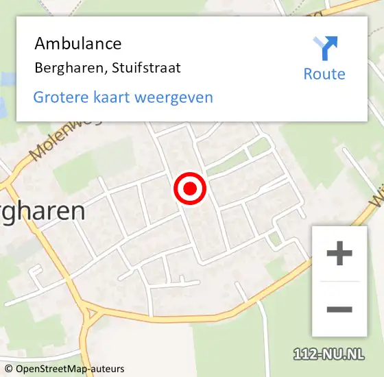 Locatie op kaart van de 112 melding: Ambulance Bergharen, Stuifstraat op 5 februari 2014 08:44