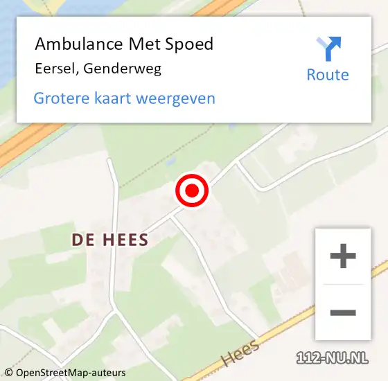 Locatie op kaart van de 112 melding: Ambulance Met Spoed Naar Eersel, Genderweg op 25 oktober 2017 00:53