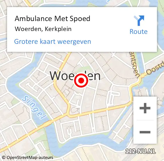 Locatie op kaart van de 112 melding: Ambulance Met Spoed Naar Woerden, Kerkplein op 25 oktober 2017 00:56