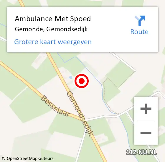 Locatie op kaart van de 112 melding: Ambulance Met Spoed Naar Gemonde, Gemondsedijk op 25 oktober 2017 01:22
