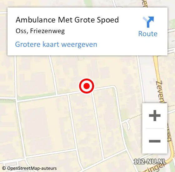 Locatie op kaart van de 112 melding: Ambulance Met Grote Spoed Naar Oss, Friezenweg op 25 oktober 2017 01:36