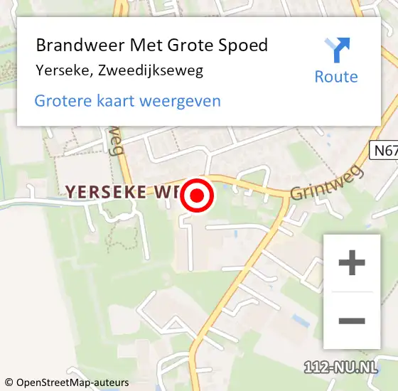 Locatie op kaart van de 112 melding: Brandweer Met Grote Spoed Naar Yerseke, Zweedijkseweg op 25 oktober 2017 01:43