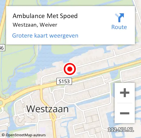 Locatie op kaart van de 112 melding: Ambulance Met Spoed Naar Westzaan, Weiver op 25 oktober 2017 02:32