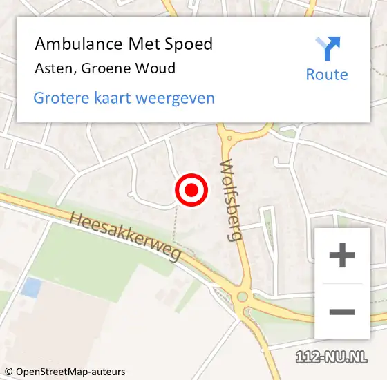 Locatie op kaart van de 112 melding: Ambulance Met Spoed Naar Asten, Groene Woud op 25 oktober 2017 02:43